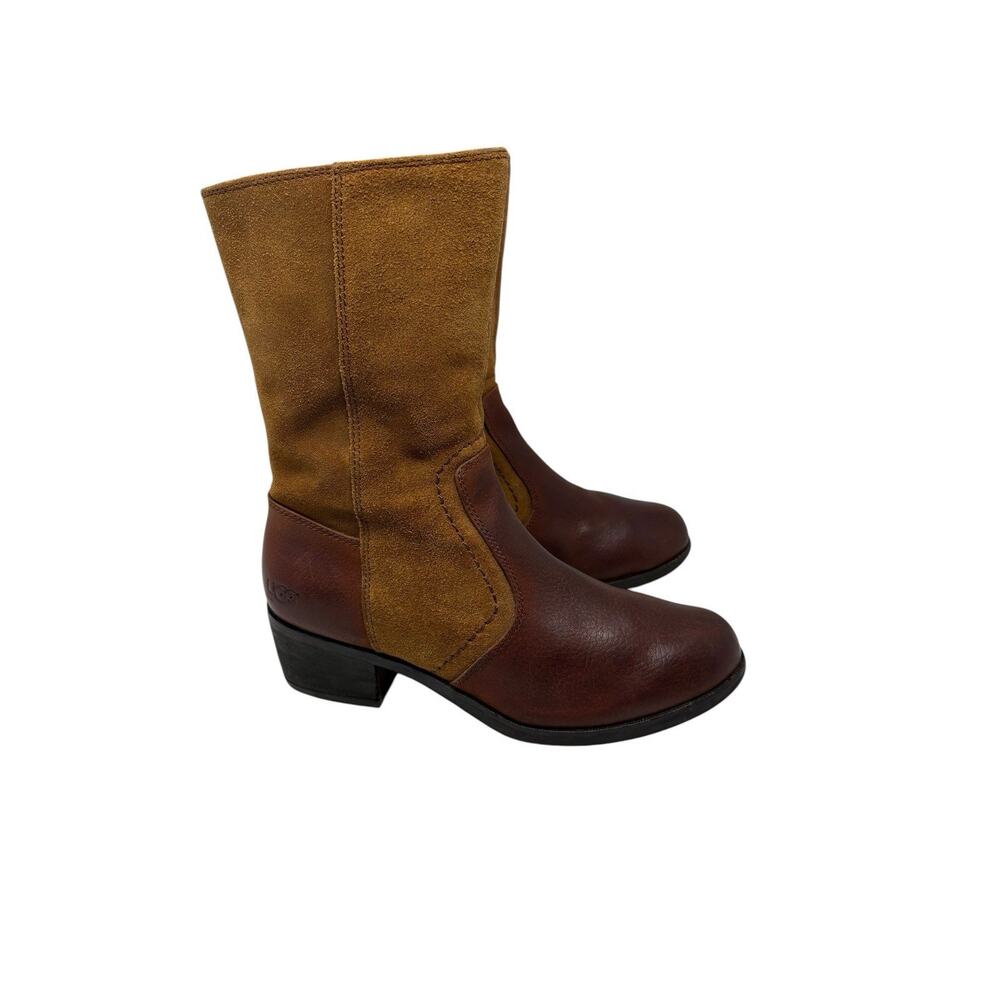 UGG Australia Lou Brown Leather & Suede Mid-Calf Western Boots US 7 EU 38
